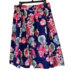 Flint & Moss Floral Midi Skirt with Pockets
